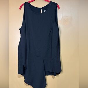 HC556. Lisa Rinna Collection Sleeveless Top with Chiffon Drape Overlay Black 1X